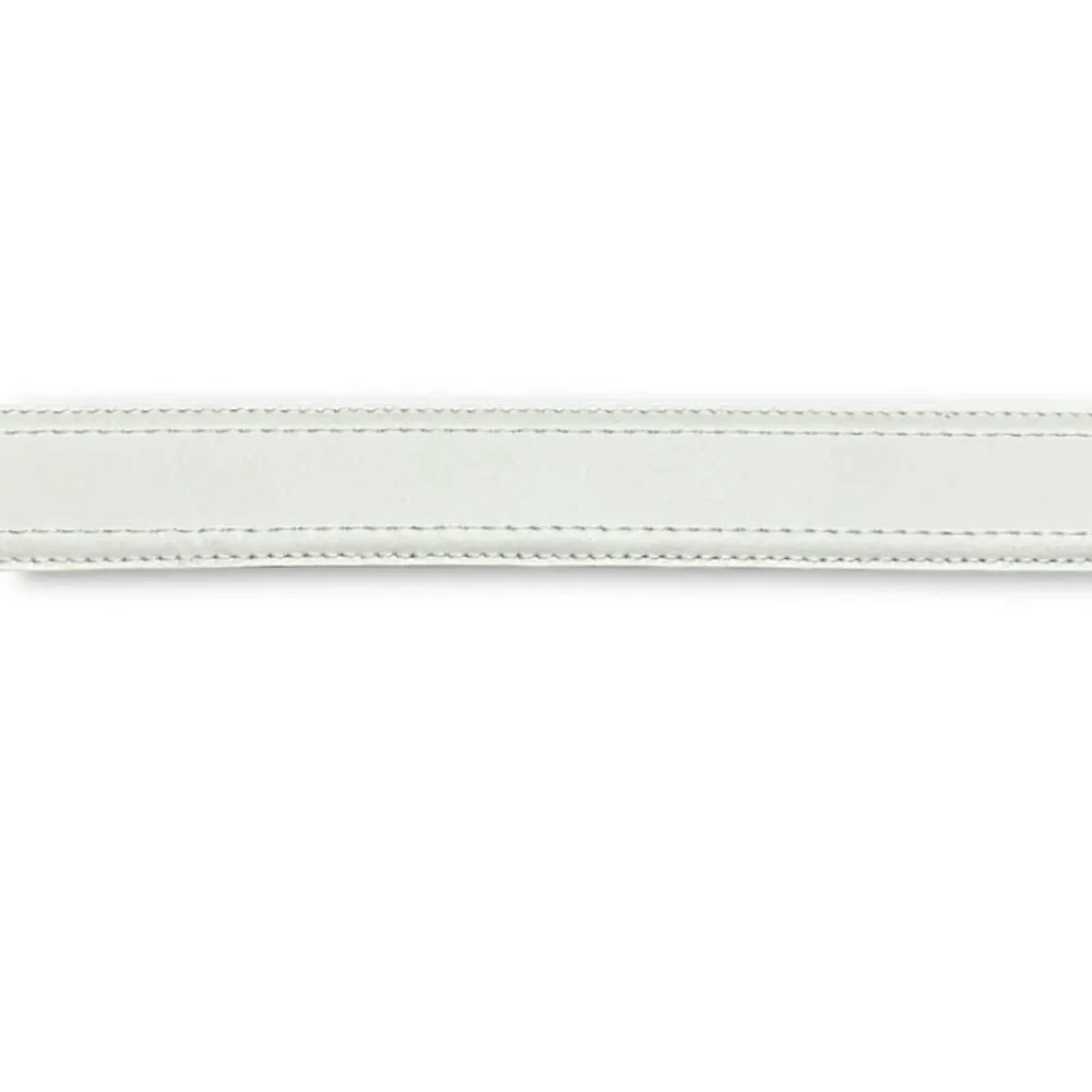 Nike Golf White Leather Belt Men's Size Large/XL Silver Buckle Logo Swoosh